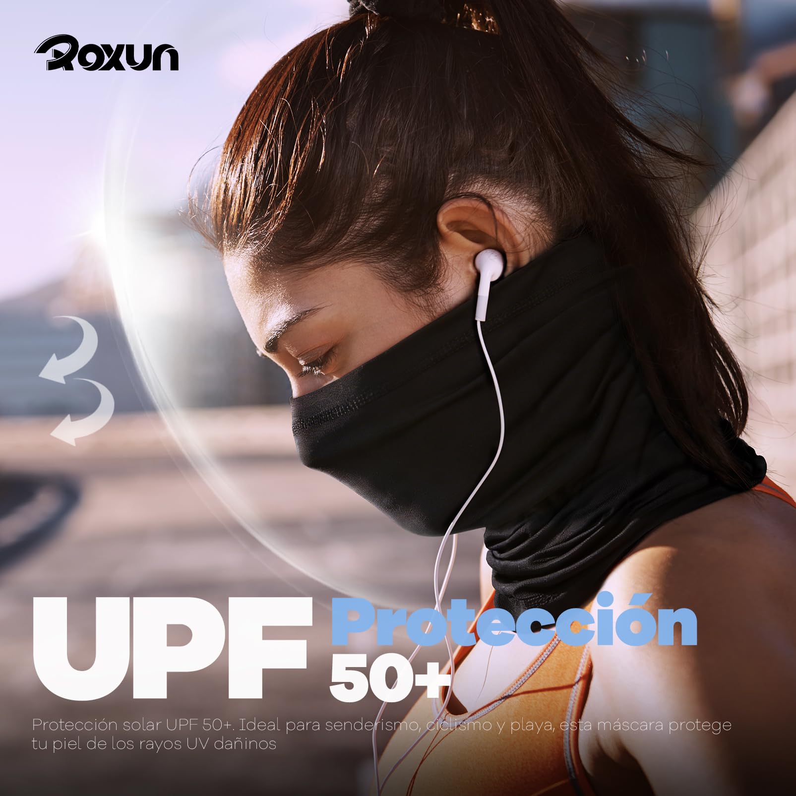ROXUN 4 Piezas Braga de Cuello, Bandana Transpirable Refrescante Protección UV, Bufanda Multifuncional para Hombre y Mujer, Ideal para Moto y Verano