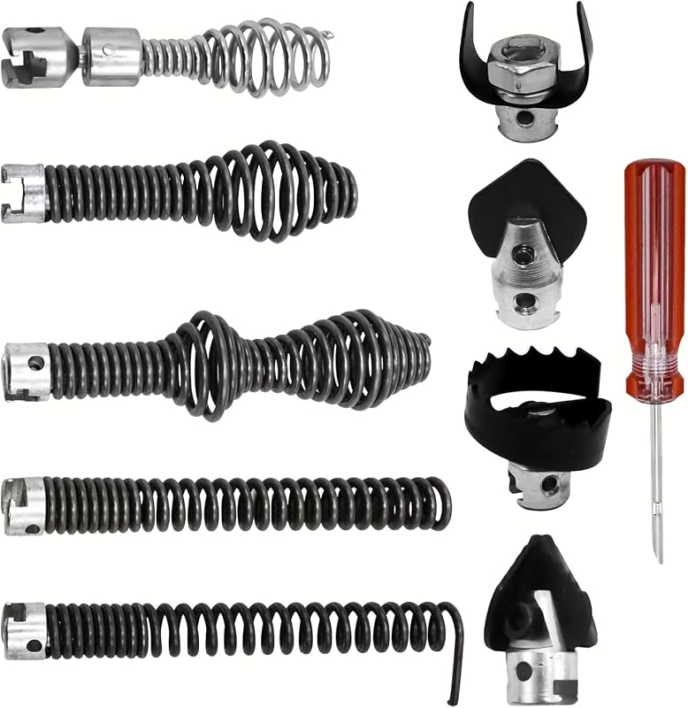 10Pcs Drain Snake Drill Attachment， Drain Auger Cutter Kit, Fit K-400 C-4 C-6 C-7 C-8 C-9 Cleaning Machines, 5/8 Inch Cable Heads for 5/16" 3/8" Drain Clog Remover