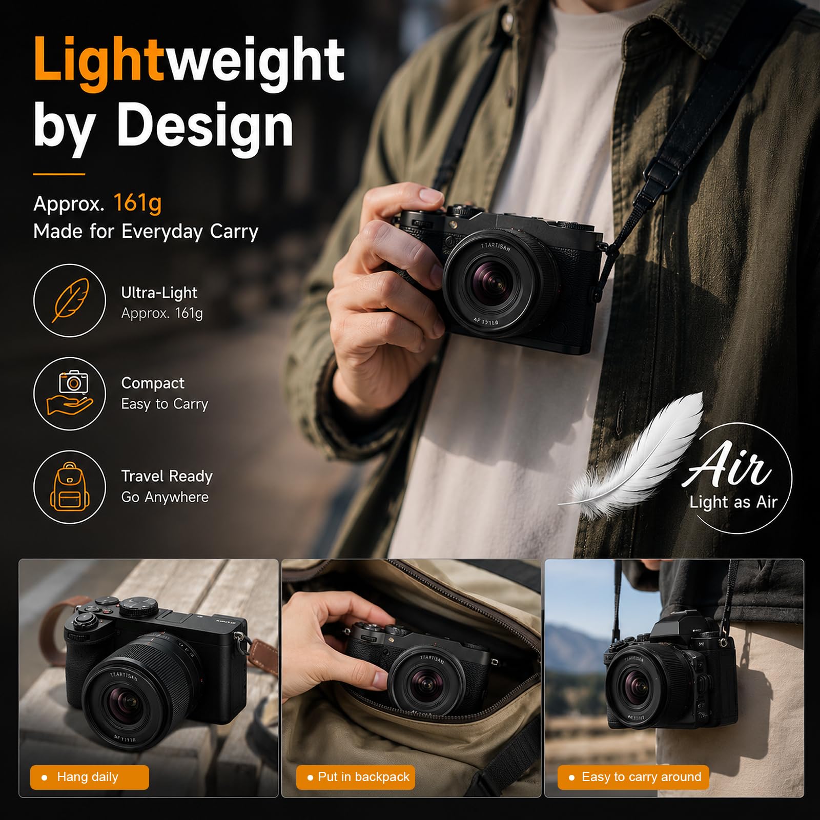 TTARTISAN 17mm F1.8 Automático Objetivos Montura XF para Fuji Objetivos Gran Angular Gran Apertura para Cámaras APS-C Lens Compactos Diafragma 6 Láminas Ideales para Fuji X-H1 X-H2 X-H2s X-T1 X-T2