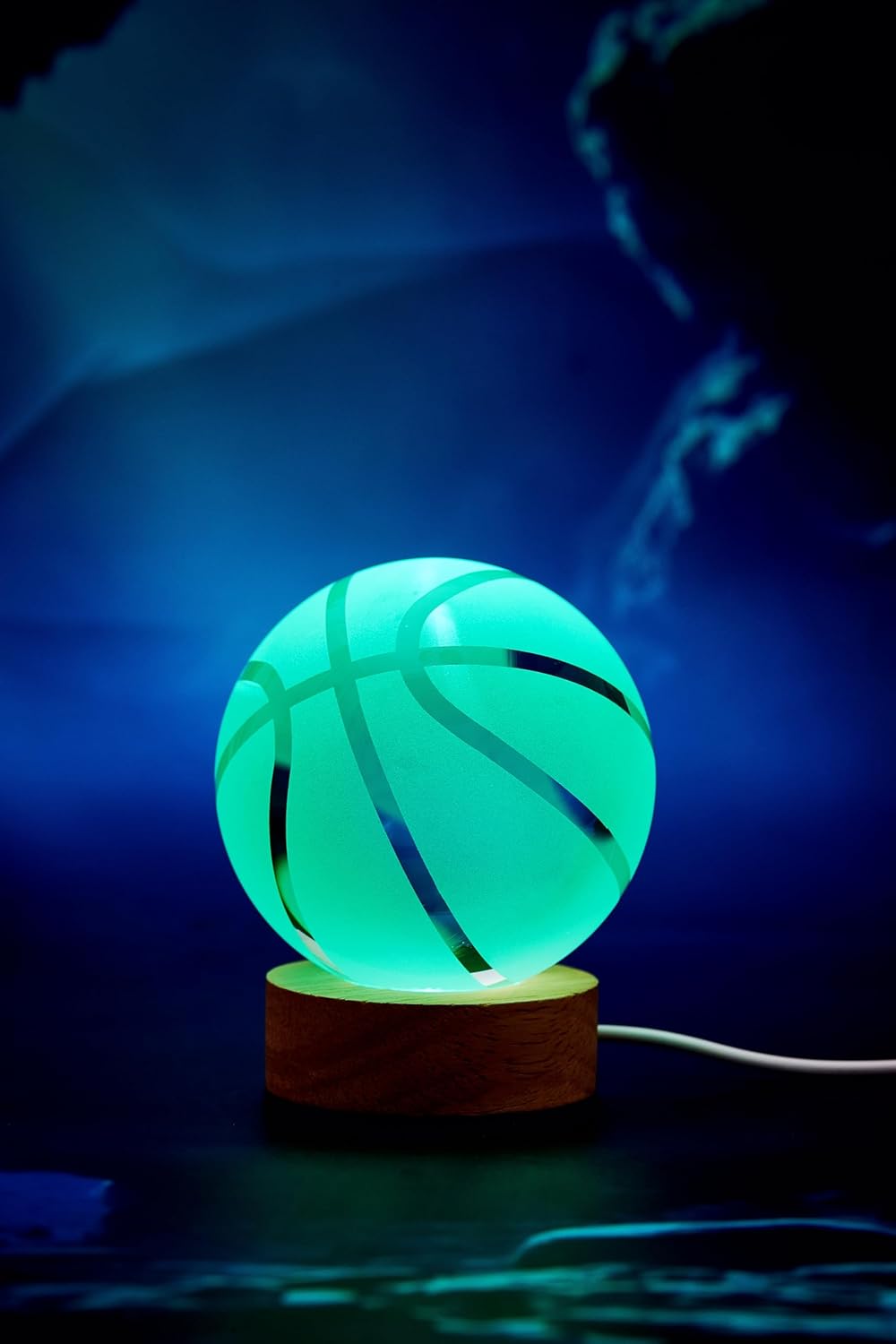 Basketball Crystal Ball Night Light, 3.15 Inch 3D Crystal Lamp with LED Wooden Base, 16 Colors Change with Remote Control, Gift Box Packing, Gift Idea