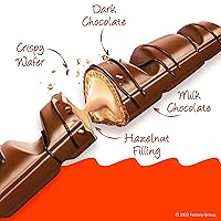 Vista 3 de Kinder Bueno Chocolate con leche y crema de avellanas, paquete de 8 unidades, 4 barras por paquete, barras de chocolate envueltas individualmente, 3
