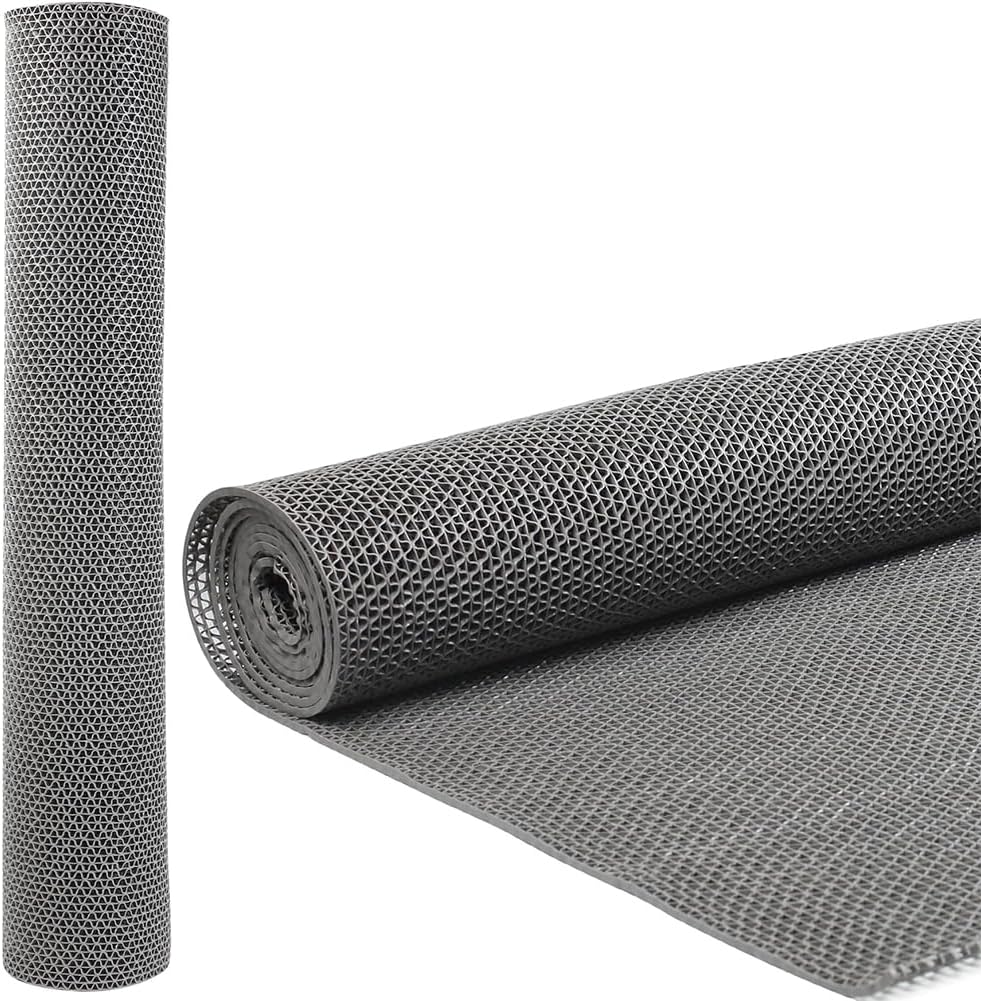 GL Non Slip Drainage Mats PVC Pool Floor Mat 0.23'' Thick Outdoor Indoor Parking Space Mat for Bathroom Garage Basement Backyard Commercial Kitchen (Gray, 3FTX5FT)
