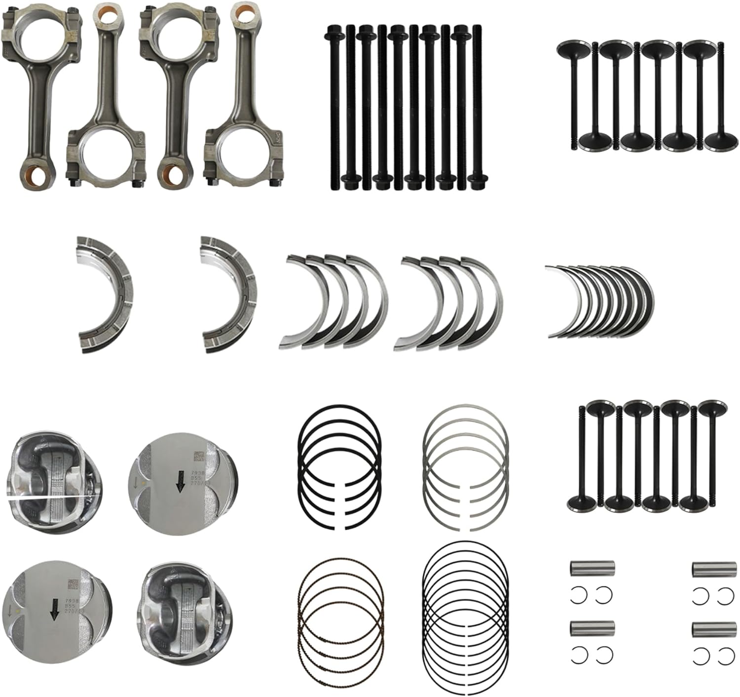 Engine Rebuild Kit Timing Chain VVT Kit Head Gasket Set Piston & Ring Rod Bearing Fit For Buick Regal Verano LaCrosse Chevy Impala Equinox Malibu GMC Terrain 2.4L 2010-2017 9-4201S HS54874 12654958
