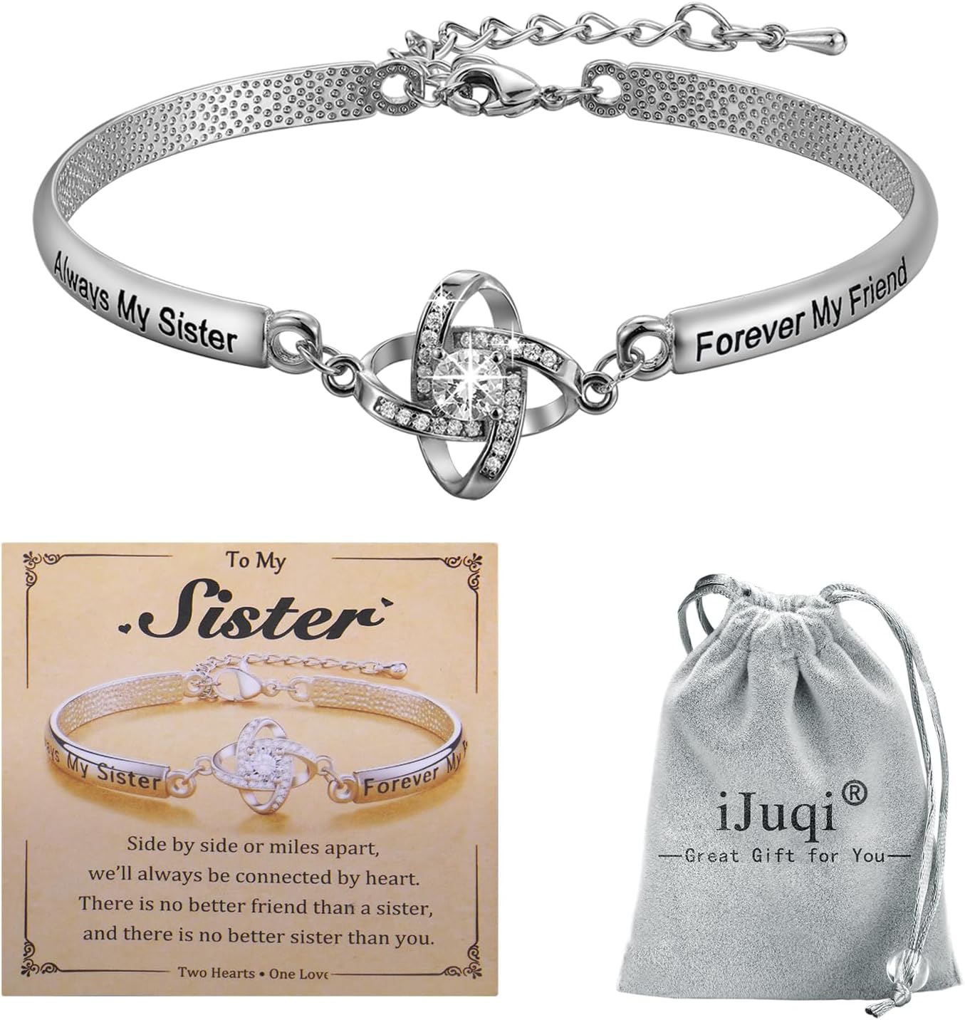iJuqi Sister Christmas Gifts from Sisters - Big Middle Little Sister Bracelet Birthday Gifts