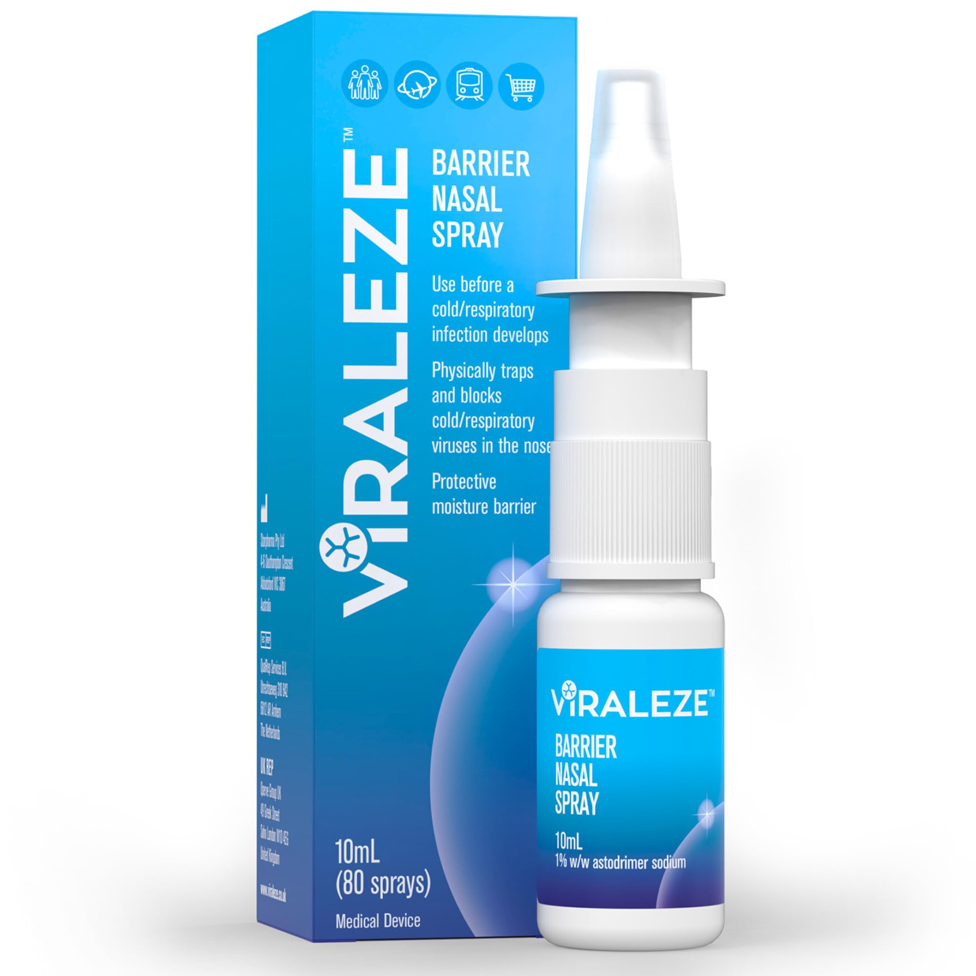 Barrier Nasal Spray – Helps Trap & Block Cold & Respiratory Viruses, Clinically Proven, Extra Layer of Protection - Travel-Friendly Spray for Crowds, Planes & Trains (10ml / 80 Sprays)