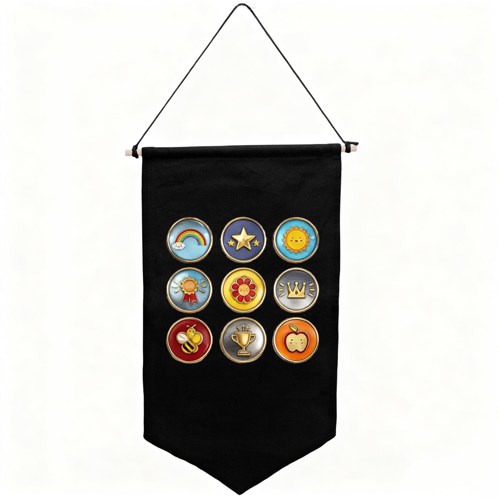 Leislam Felt & Canvas Pin Organizer Black, Wall Mounted Badge Display Holder, Multi-purpose Storage for Jewelry and Accessories（Black）