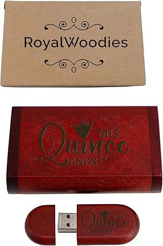 Mis Quince Años - Memoria USB ovalada de madera, 64 GB, 3.0, unidad de pulgar de súper velocidadperfecta para videofotografía para