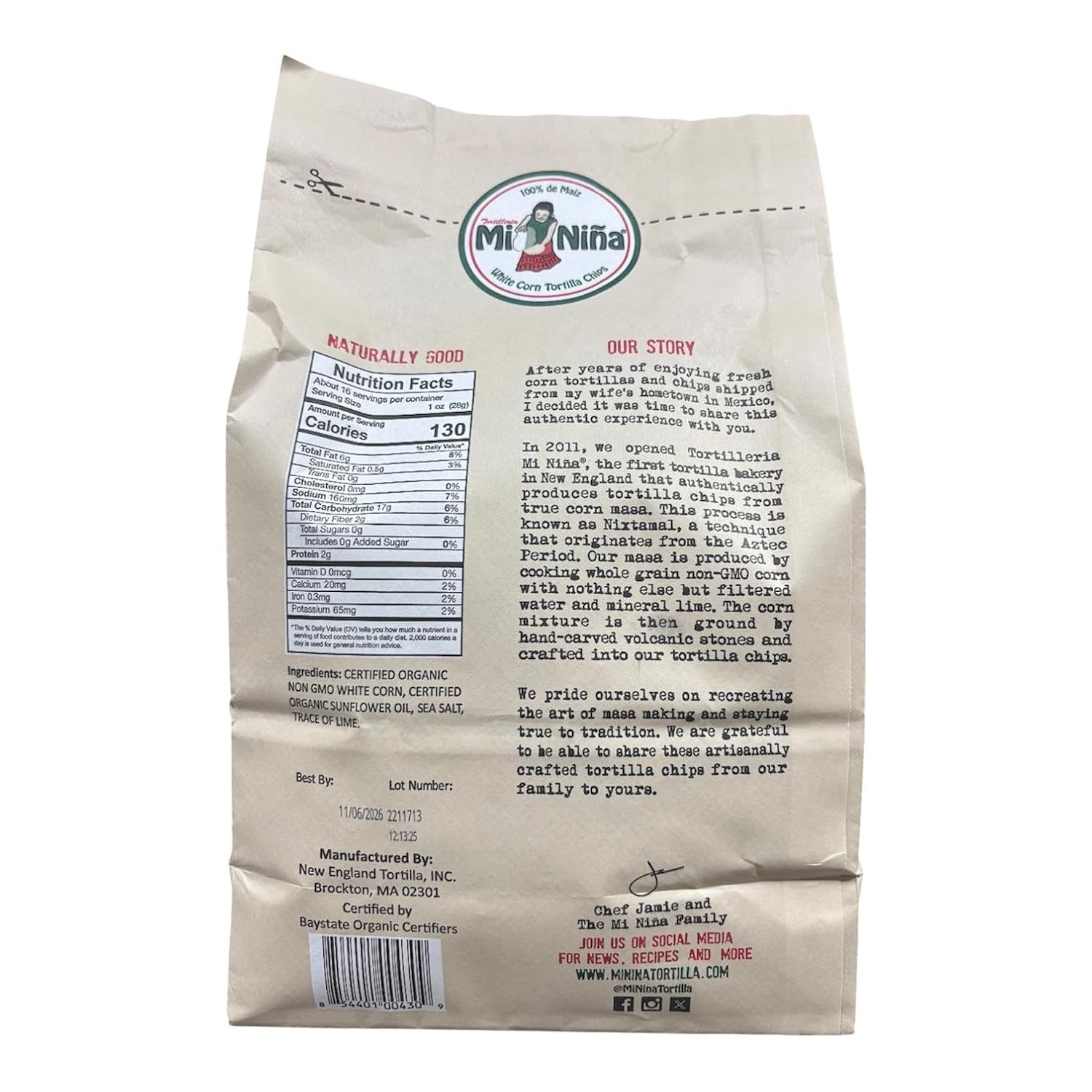 Mi Niña Organic White Corn Tortilla Chips, Sea Salt, 454g image 2
