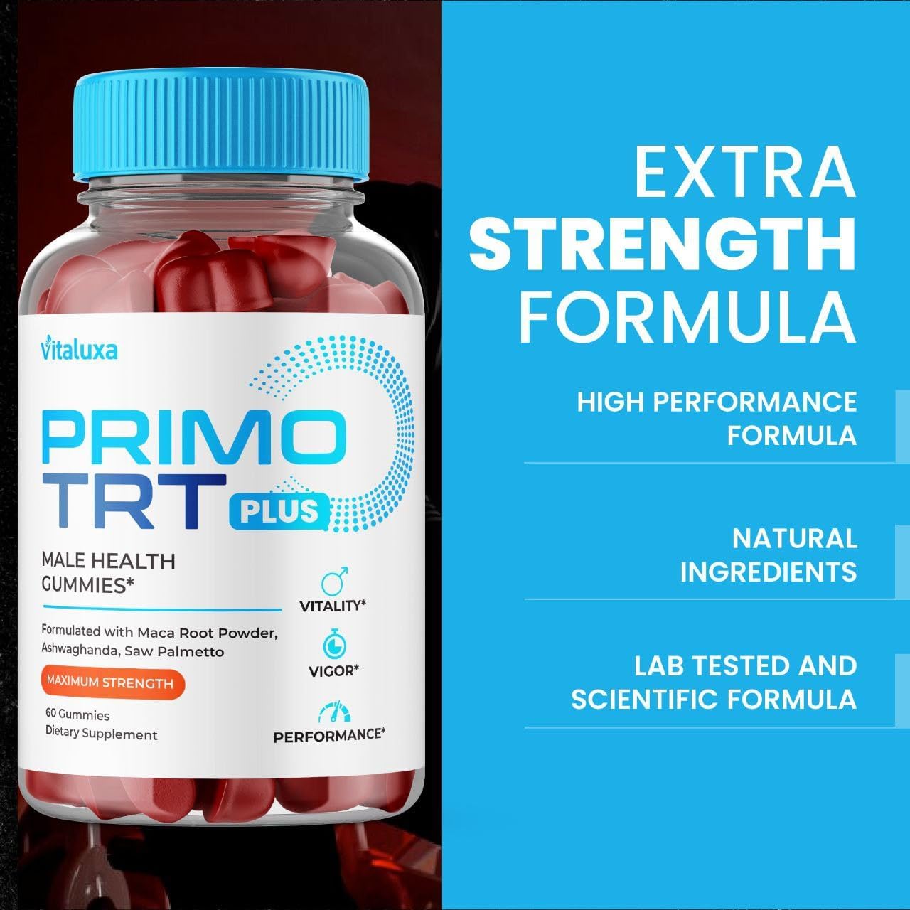 Primo TRT Gummies, Primo TRT Plus Advanced Performance Blend Supplement, PrimoTRT Try Prime Gomitas Maximum Strength Males Support for Overall Health Wellness All Natural Ingredients (60 Gummies) - Image 5