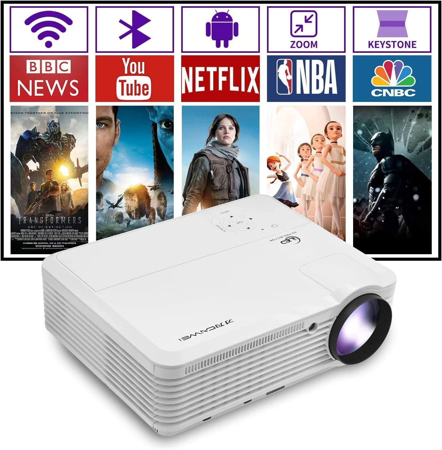 Amazon.com: Smart Full HD 1080P Projector with WiFi Bluetooth 