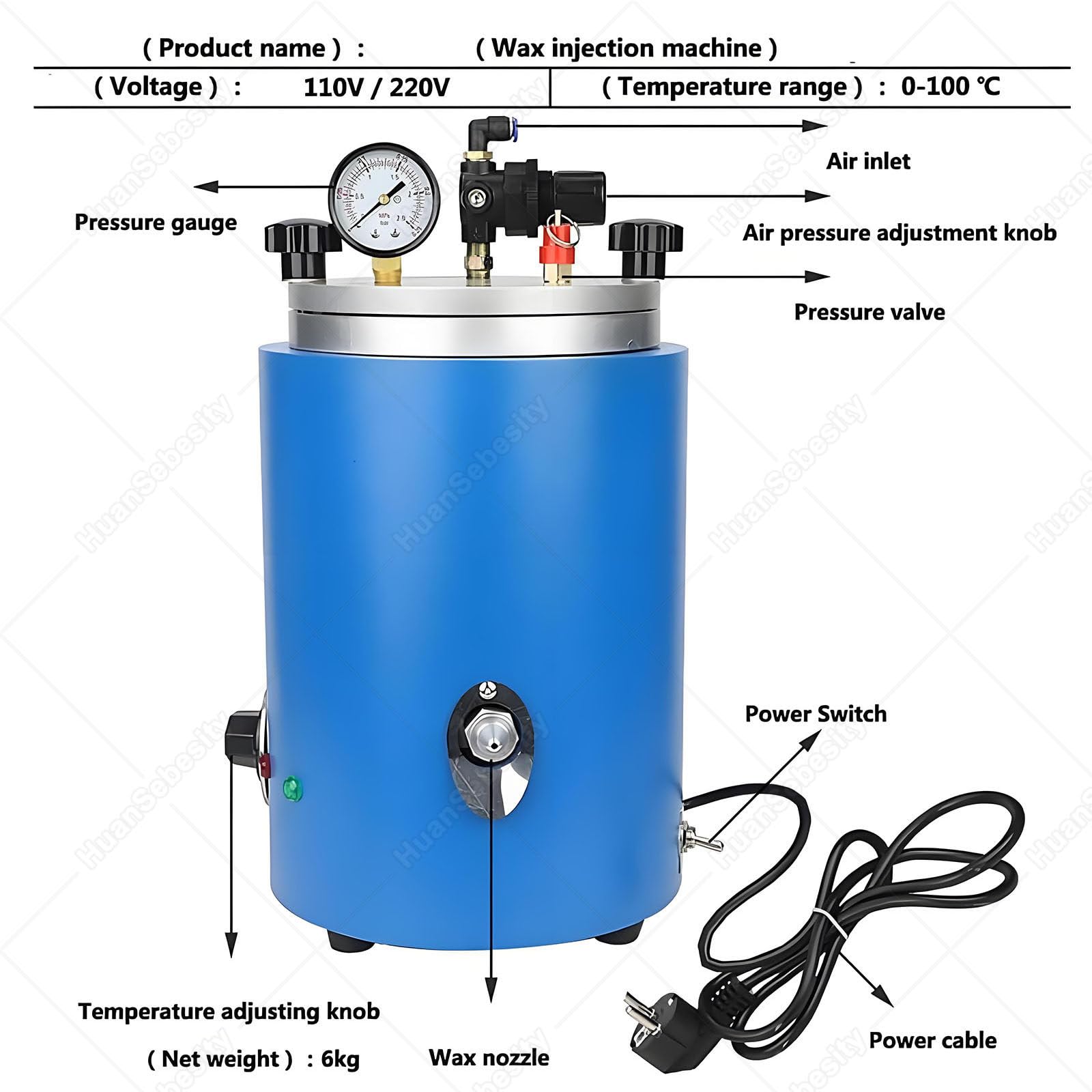 350wmacchina for Lo Stampaggio a Iniezione di Cera, Temperatura Regolabile 30℃ -110 ℃ Macchina per Colata Cera,Macchina Modelli Iniezione Cera per Gioielli
