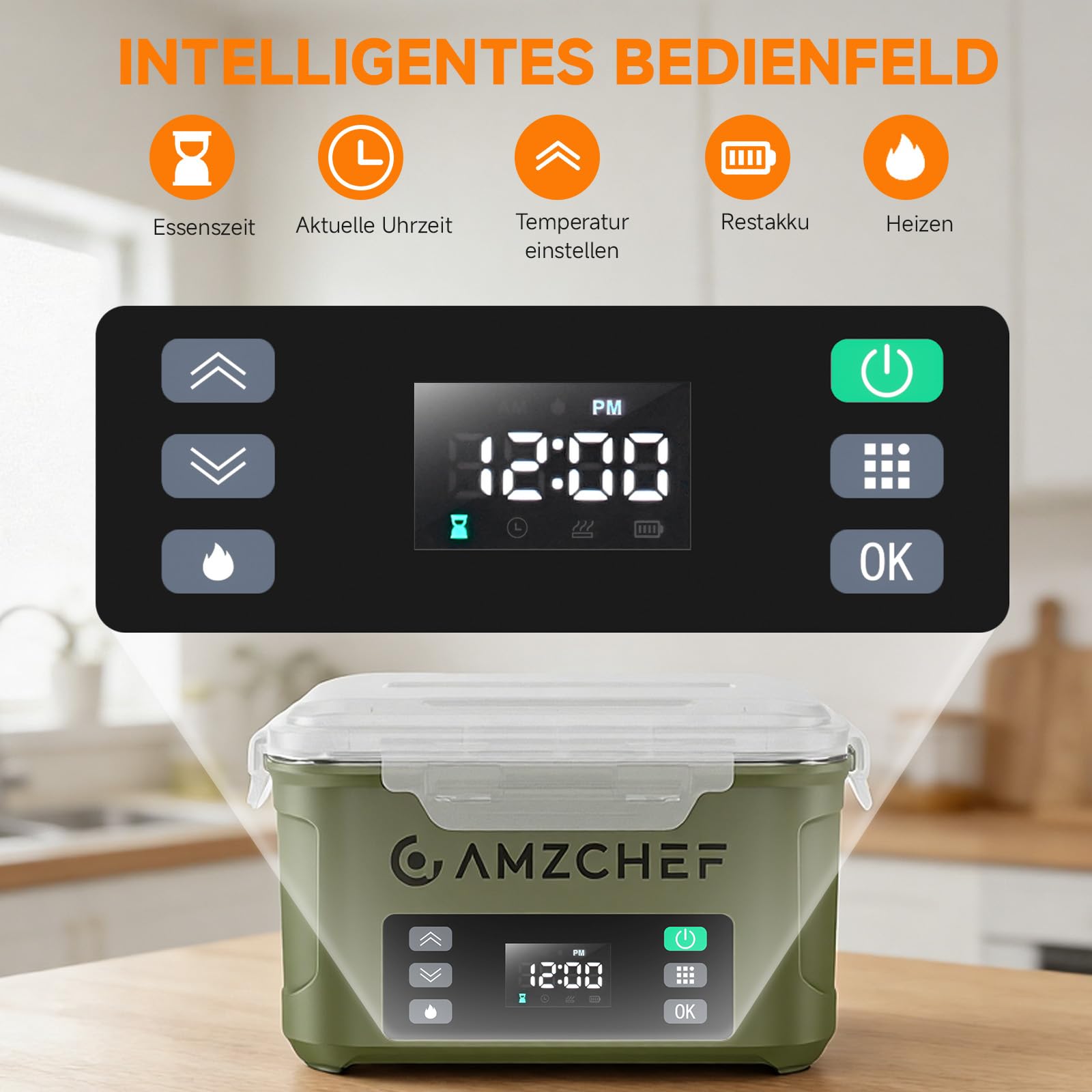 AMZCHEF Elektrische Lunchbox 27000mAh Akku für Arbeiter, Fahrer