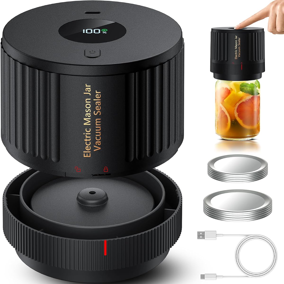 LOVE MOMENT Electric Mason Jar Vacuum Sealer Kit | for Wide Mouth and Regular Mouth Mason Jar