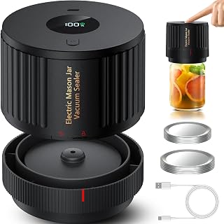 LOVE MOMENT Electric Mason Jar Vacuum Sealer Kit - Portable Rechargeable for Wide & Regular Mouth Jars with Lids