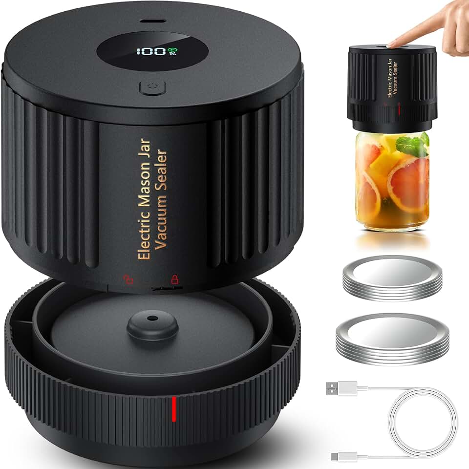 LOVE MOMENT Electric Mason Jar Vacuum Sealer Kit | for Wide Mouth and Regular Mouth Mason Jar Global Recycled Standard