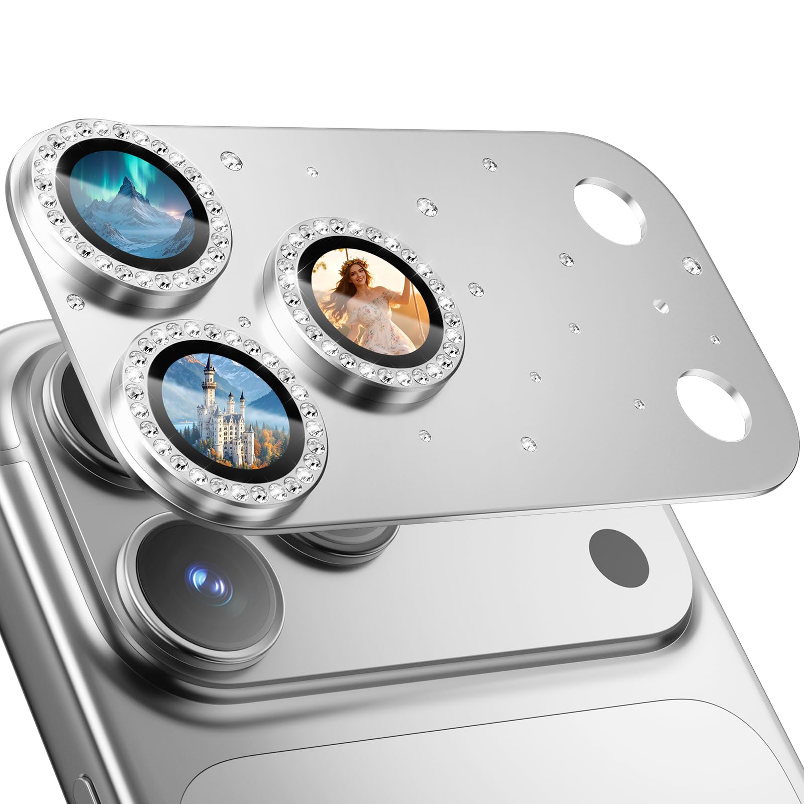 HelloDeere Osłona obiektywu aparatu iPhone 17 Pro Max [niełatwa do złamania] [ultra jasna] okrągła złota diamentowa błyszcząca metalowa ramka osłona aparatu do iPhone'a 17 Pro Max przyjazna dla
