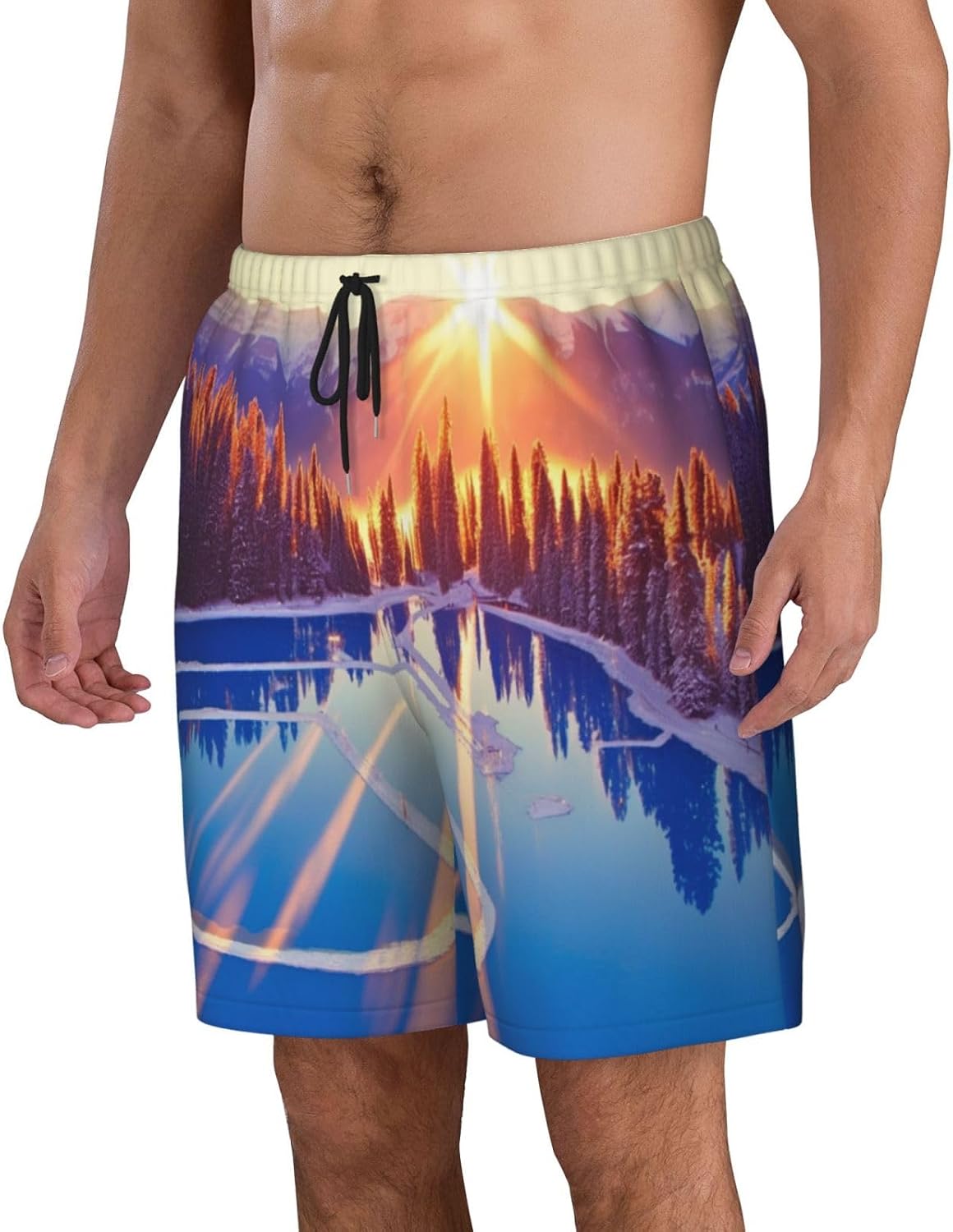 Winter Beauty Men Beach Pants â€“ Swim Trunks for Men,Quick-Dry and Comfortable, Suitable for Beach, Surf, and Everyday Wear Black