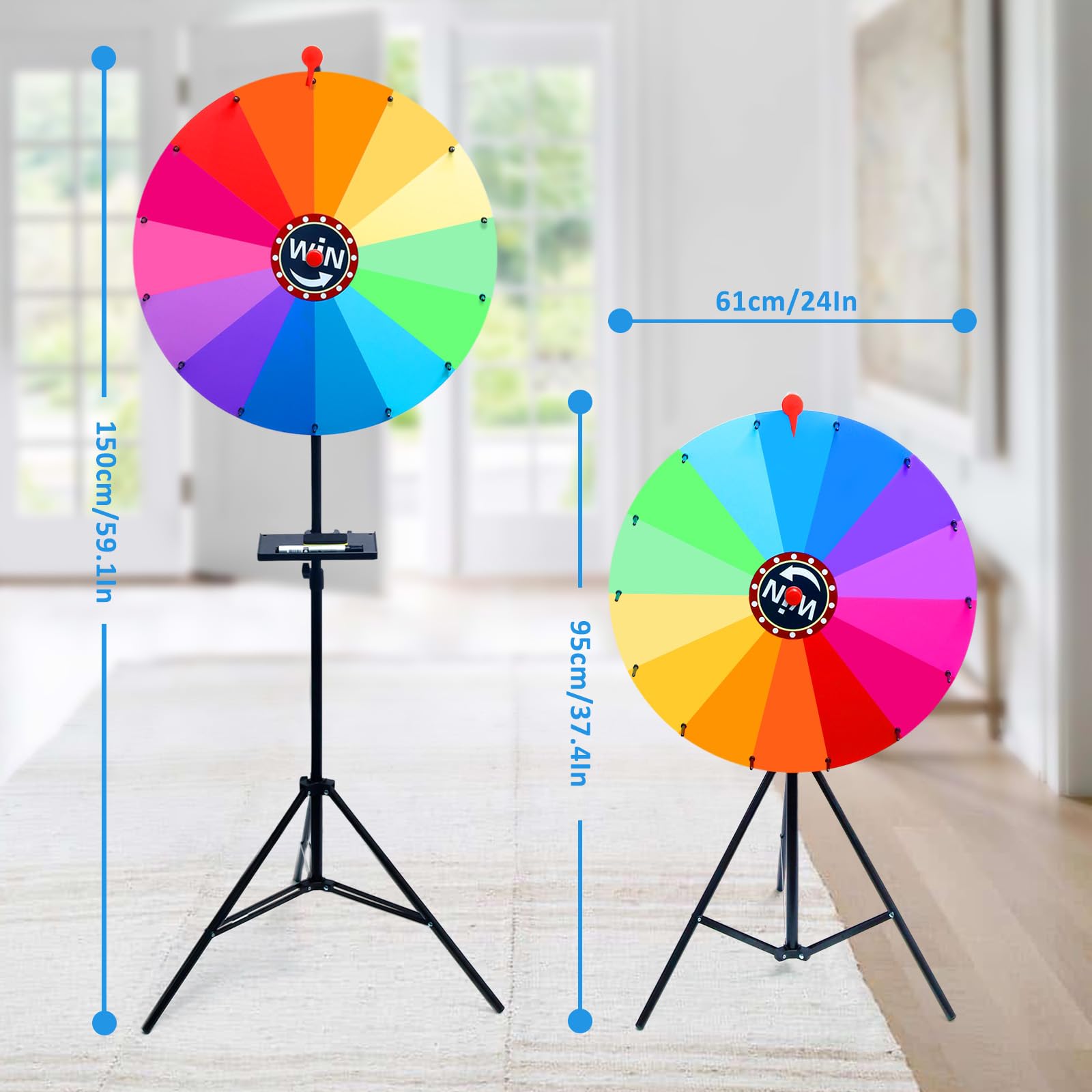 gluecksrad gluecksrad Höhenverstellbar 95-150cm drehrad glücksrad zum drehen mit ständer zum selbstgestalten 61cm 14 Felder glücksrad personalisiert für Party