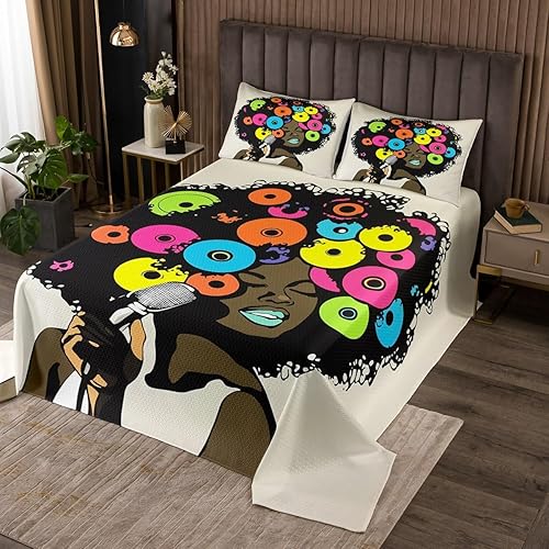 Miniatura 5 de Juego de edredón abstracto con cinta musical retro, tamaño individual, diseño vintage de radios de los años 80, juego de edredón de casete de audio