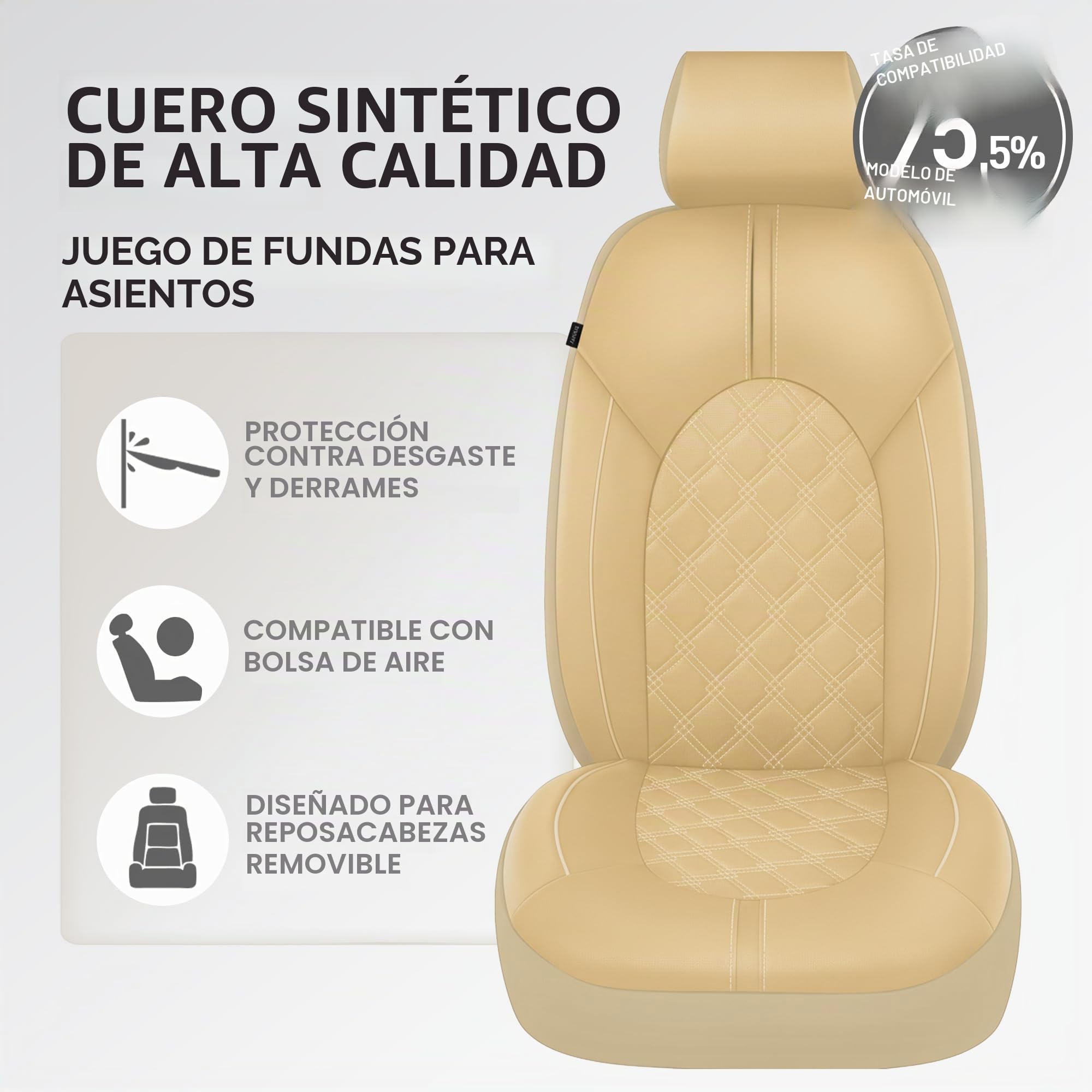 CAROMOP Juego Completo de Fundas de Asiento de Coche de Cuero de Lujo, Protectores de Asiento Impermeables con Fundas de Asiento de Banco Dividido para Autos, Fundas Interiores universales para