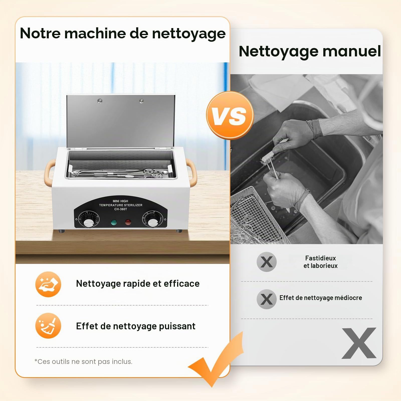 Stérilisateur à air chaud 300 W - Stérilisation studio cosmétique pédicure tatouage ongles avec minuterie et voyant lumineux pour salon de coiffure