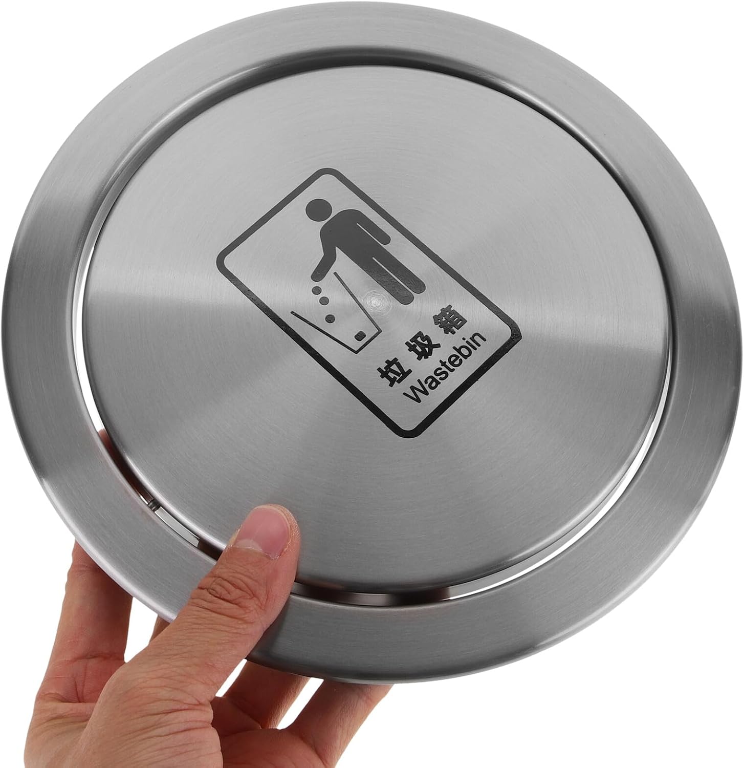 Alipis Stainless Steel Recessed Kitchen Trash Bin Lid with Built Swing Flap Embedded Countertop Garbage Can Cover for Home Restaurant Bathroom and Easy to Clean