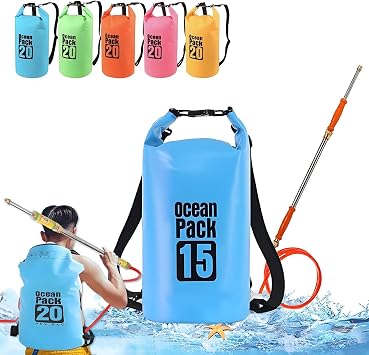 Water Gun, Super Strong Distance, Backpack Type, 2.6 gal 10 L, 4.6 gal 15 L, Large Capacity, Pressurized Type, No Need to Re-Fill Water, For Kids & Adults, Water Playing Toy, Leak Proof, Summer Festivals, Water Play, Beach, Pool, River Play, Summer Vacation, Birthday Present 10L, Blue