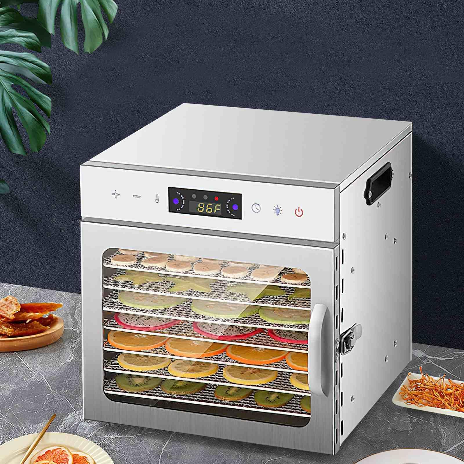 Deshidratador alimentario 400 W, 8 bandejas de acero inoxidable ajustables