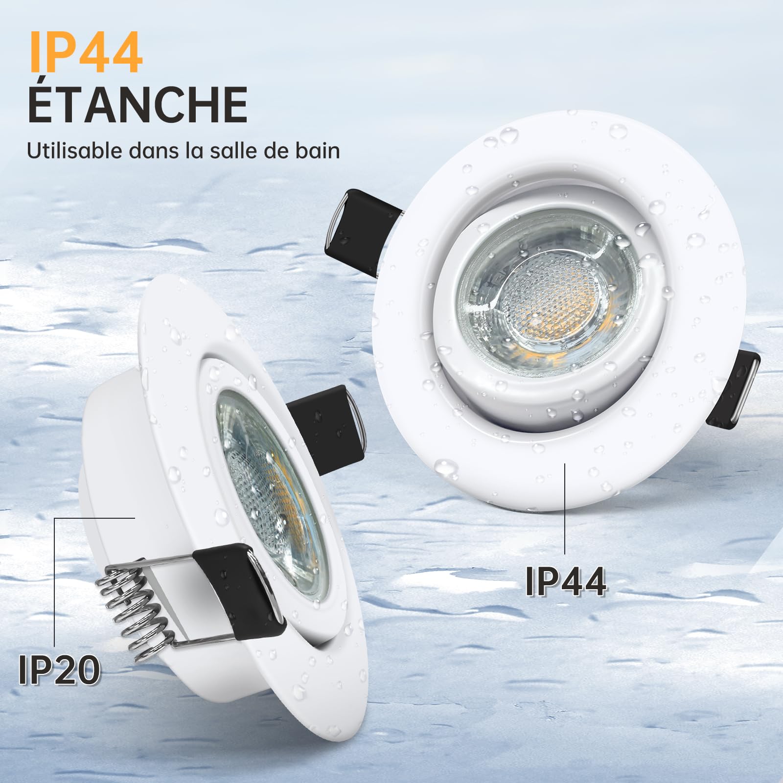 wowatt Lot de 10 Spot LED Encastrable Dimmable Blanc, 5.5W Blanc Chaud