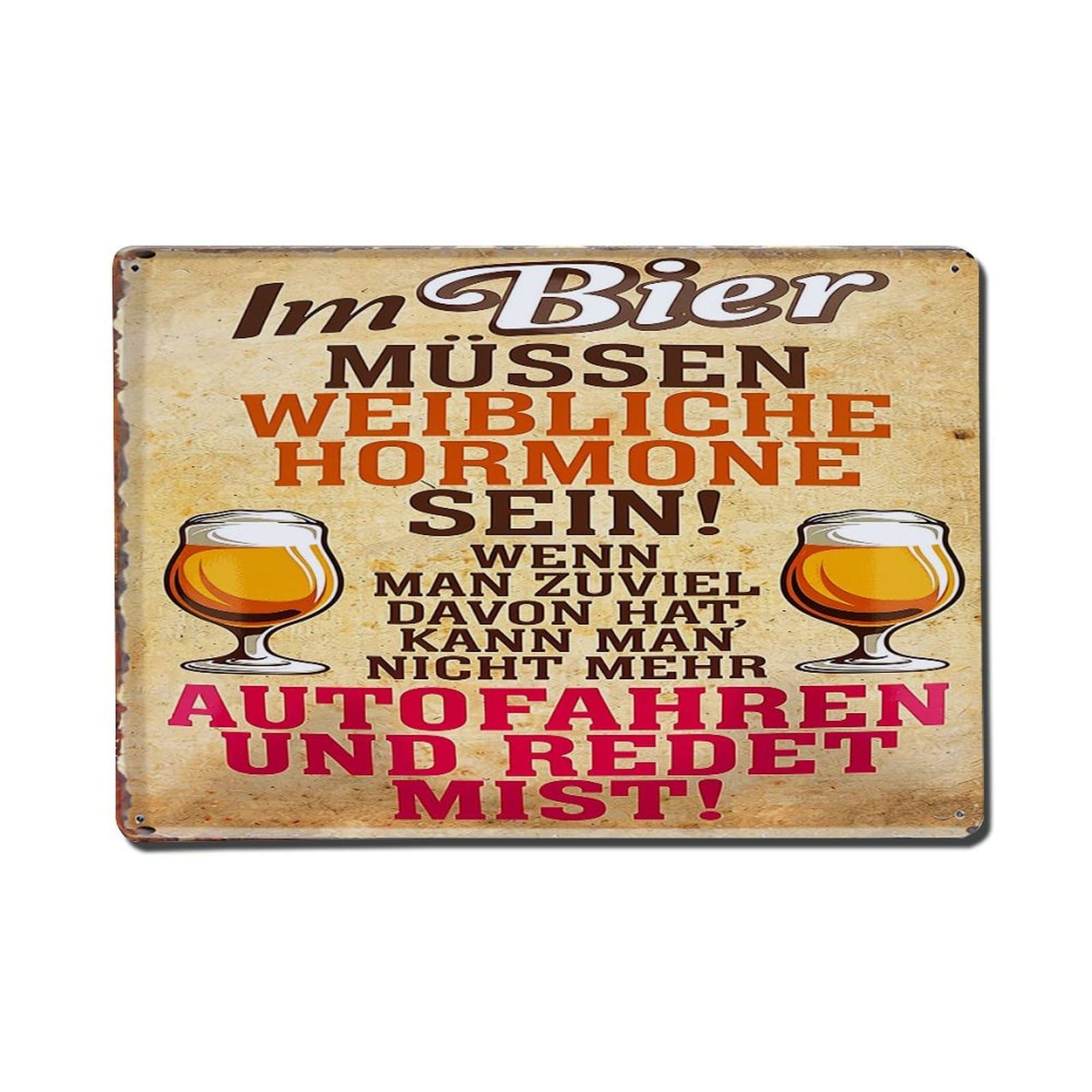 Bier Hormone Autofahren Redet Mist Tin Sign Metal Poster Vintage Metal Signs for Home Man Cave Bar Cafe Kitchen laundry room Wall Decorations Gift 8x12Inch