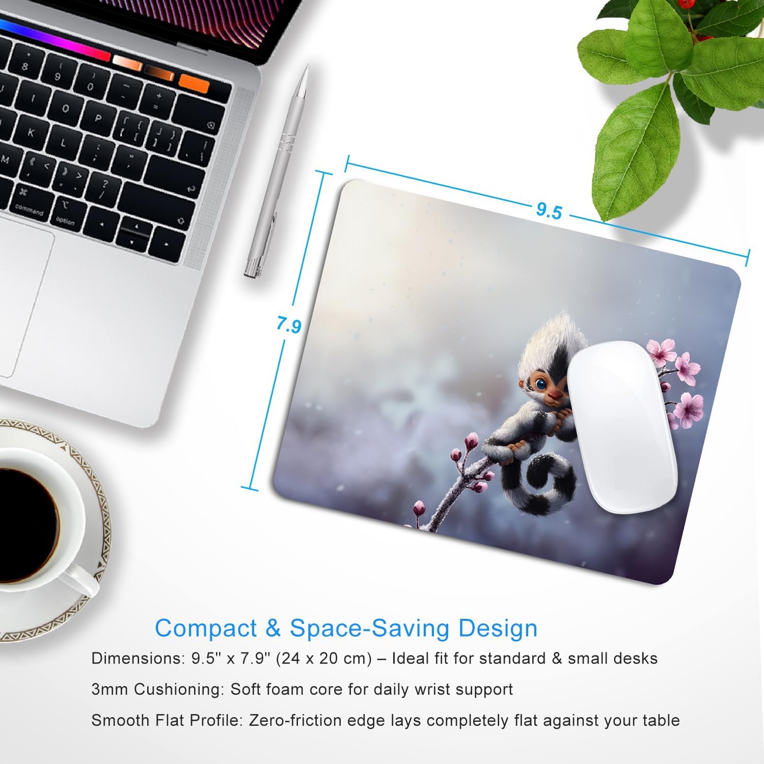 Cute Monkey Sakura Mouse Pad, 9.5"x7.9" Non-Slip 3mm Mousepad image 3