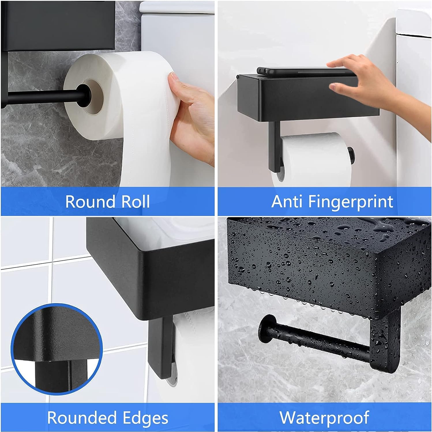 JIEYUCHU Toilettenpapierhalter Ohne Bohren - Rostfrei, Selbstklebend, Silber, L-Form Für Einfachen Zugriff
