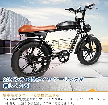 Amazon | Houpet 電動アシスト自転車 レトロ調 20インチ 極太タイヤ