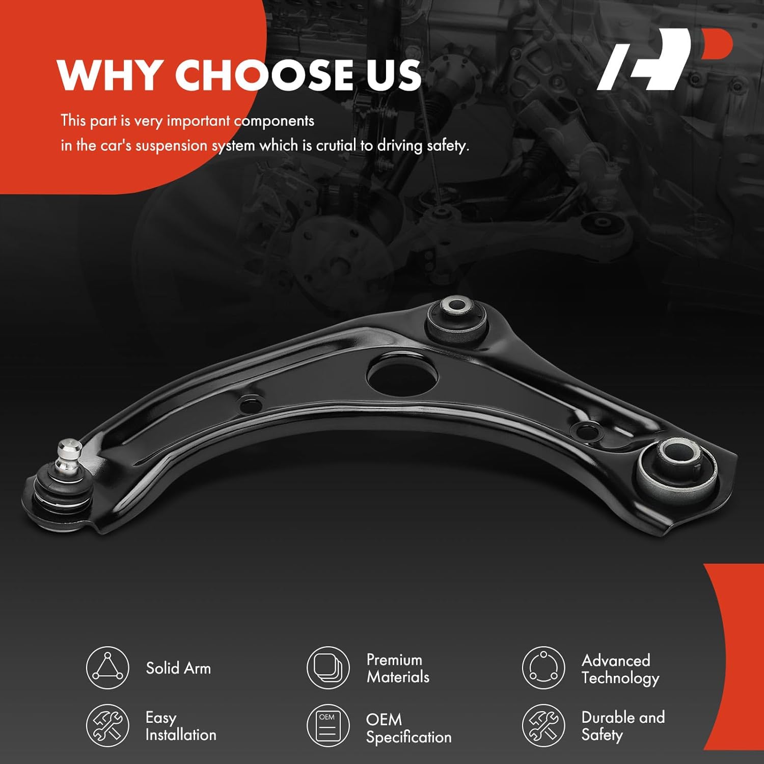 A-Premium Front Left Lower Control Arm, with Ball Joint & Bushing, Compatible with Nissan Versa 2012-2019, Versa Note 2014-2019