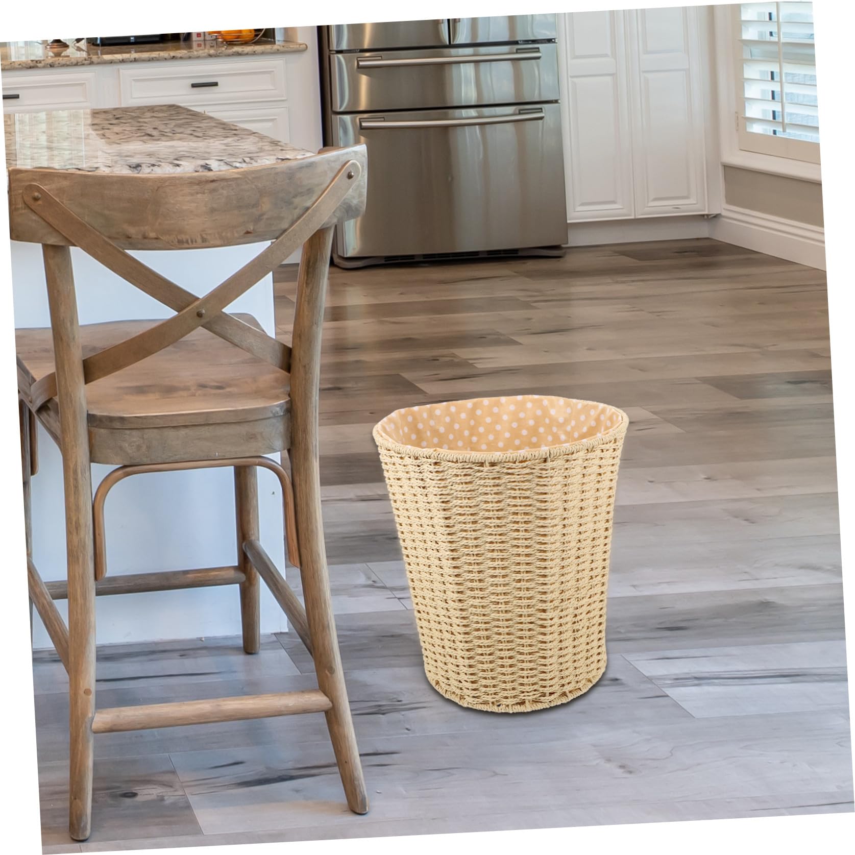 Geflochtener Mülleimer aus Rattan, Beige, Leicht und Stabil | Küchenkorb, Papierkorb für Zuhause, Schlichte Form, Wirtschaftlich und Praktisch Zufälliger Stil