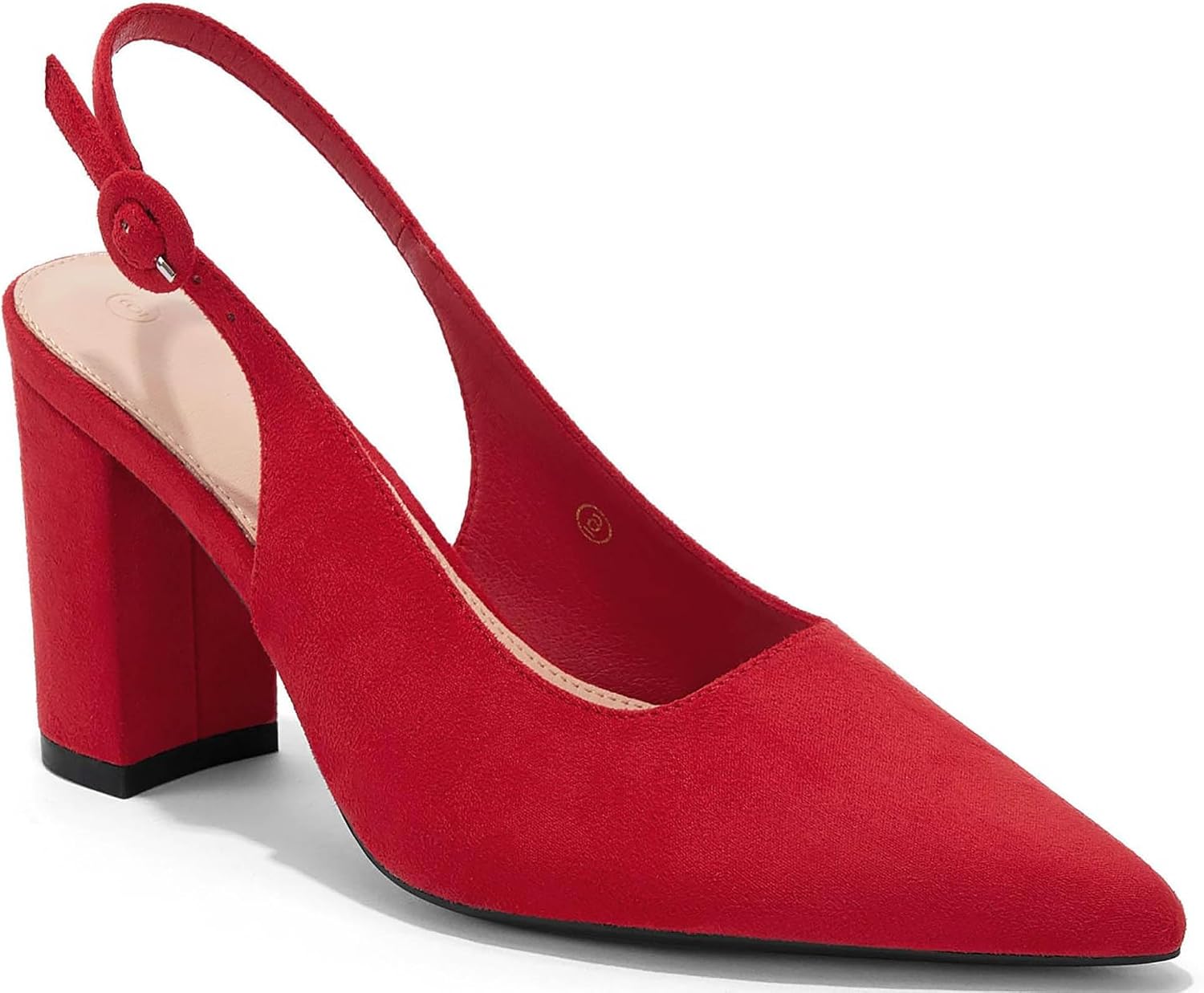 Coutgo Women's Pointed Toe Block Heel Pumps Slingback Chunky Heel Slip On Work Party Dress Shoes