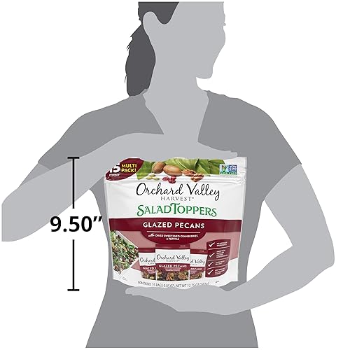 Miniatura 12 de Orchard Valley Harvest Glazed Pecans Salad Toppers, bolsas de 0.85 onzas (paquete de 30), con arándanos y pepitas, sin OMG, sin ingredientes