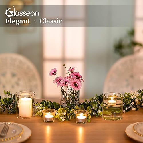 Miniatura 3 de Glasseam Juego de 6 portavelas de cristal Hurricane, portavelas cilíndricos transparentes para velas de pilar, jarrones cilíndricos modernos para