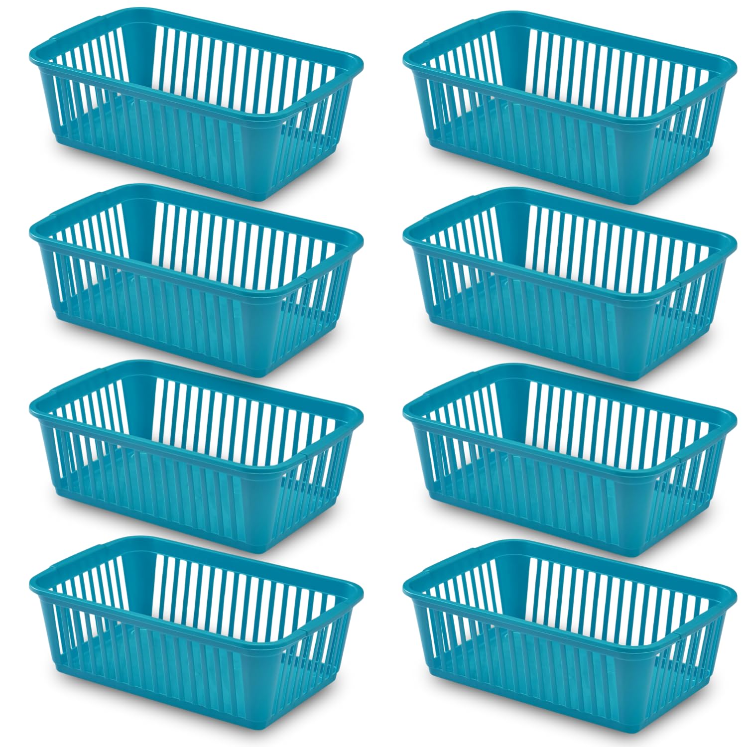 25cm Little Plastic Handy Baskets for kitchen Mini Size Storage Basket (Teal, Pack of 8)