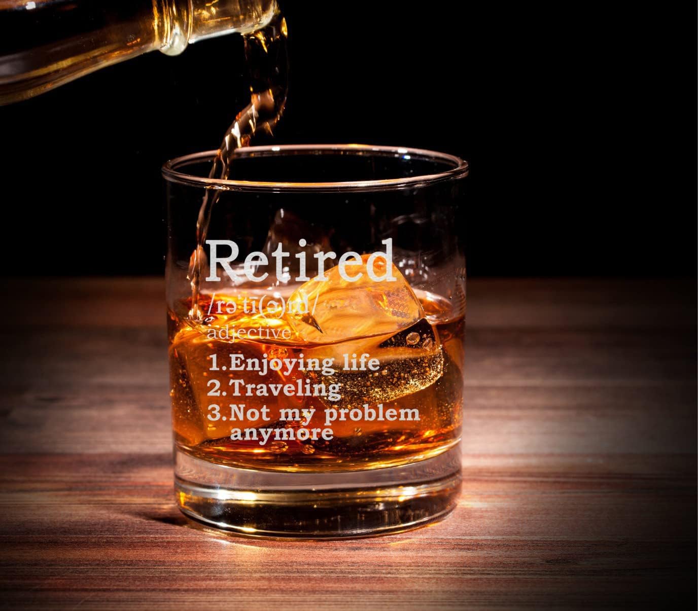 Retired Definition Whiskey Glass Funny and Great Retirement Gift for Coworkers Boss Mom Dad Funny Dictionary Definition - Image 2