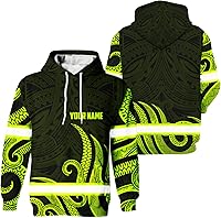 Vista 27 de Matedecor Camisa de Alta Visibilidad con Cráneo para Hombre, Camisas Reflectantes de Seguridad con Bandera de EE. UU., Nombre Personalizado