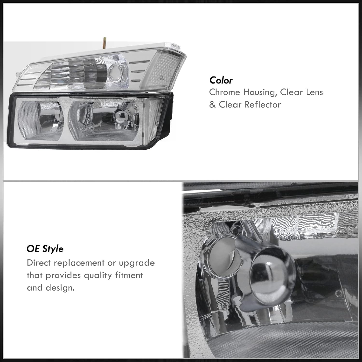 AJP Distributors Driving Headlights + Bumper Signal Lamps Driver Passenger Assembly Housing Pair Compatible/Replacement For Avalanche Body Cladding Models Only 2002 2003 2004 2005 2006 02 03 04 05 06