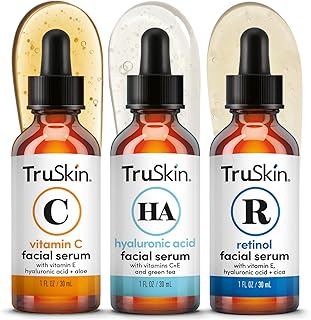 TruSkin Face Serum Trio – Vitamin C, Retinol & Hyaluronic Acid Anti-Aging Serums for Face – AM, PM & All-Day Skincare Routine – Brightening, Smoothing & Hydrating Facial Serums, 1 fl oz Each