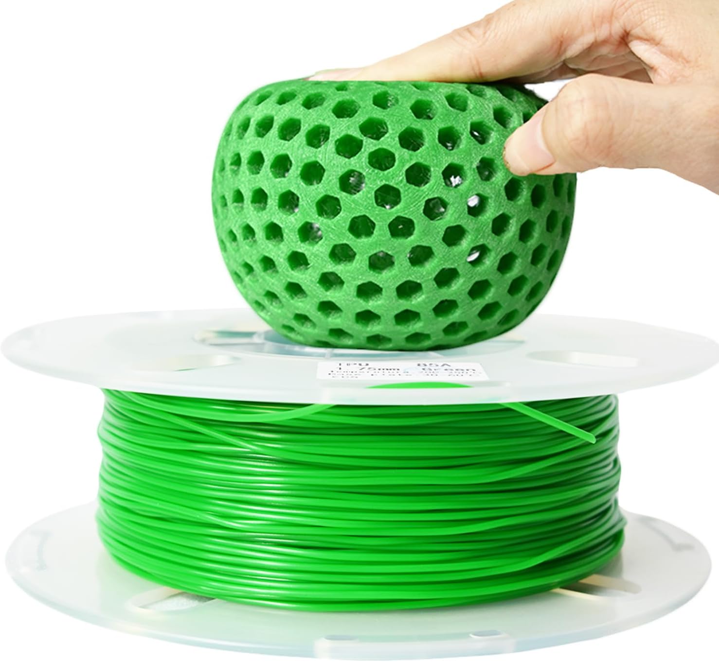 TPU Filament, PRILINE 85a Flexible Soft 3D Printer Filament 0.5KG 1.75mm Spool, Flexible Soft TPU 3D Printing Filament, Green