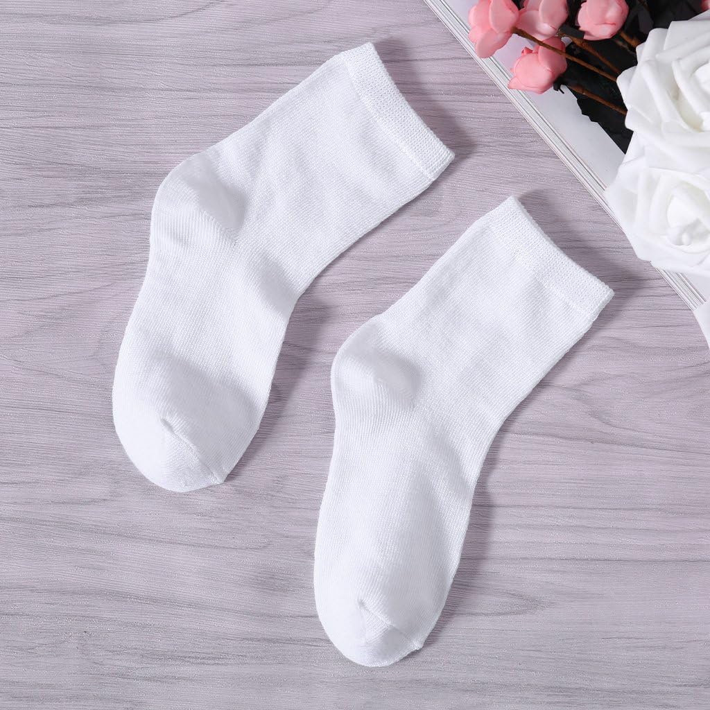 Sock,5 Pairs Kids White Sock Baby Boy Girl Solid Breathable Cotton Sport Unisex Kids Child Socks Cotton Uniform Socks