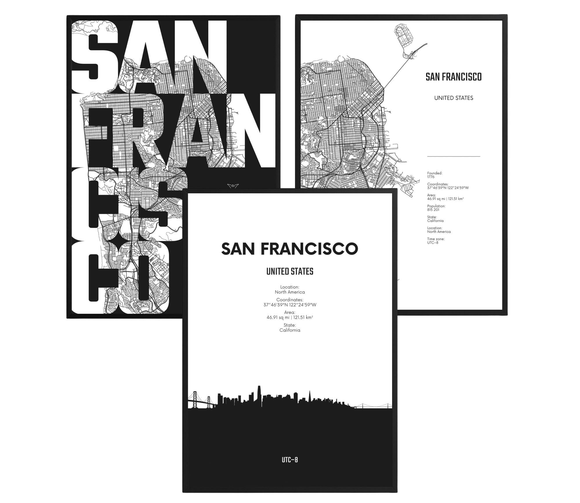 ag.art deco Pack of 3 Wall Art 30x40cm Black Frame Wall Decor Modern Design — image 1