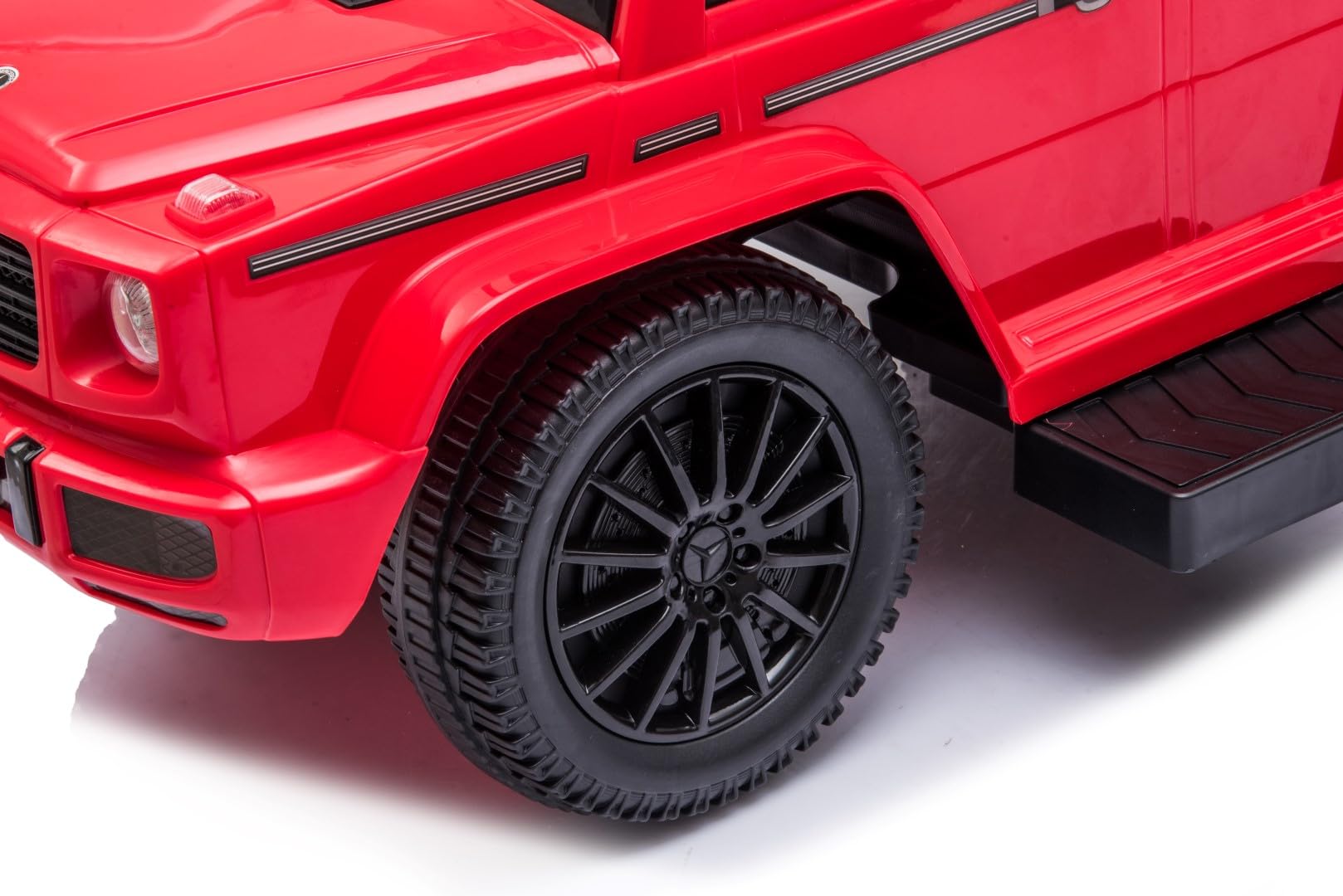 sun baby Coche de Empuje Mercedes Benz G con Licencia, Coche para Niños a Partir de 1 año, Volante con Sonido, Asiento y Ruedas de plástico, Barra de Empuje (Rojo)