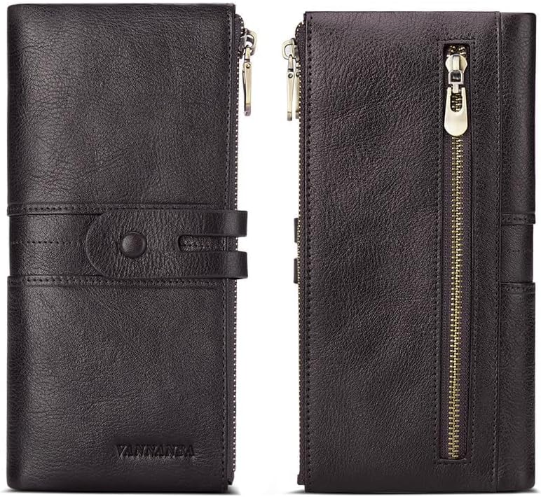 Premium Vintage Leather Long checkbook Zipper Wallet for Men | Dual phone pocket, Large Capacity Clutch, RFID Blocking, Large Safe wallet for Travel Business, Casual