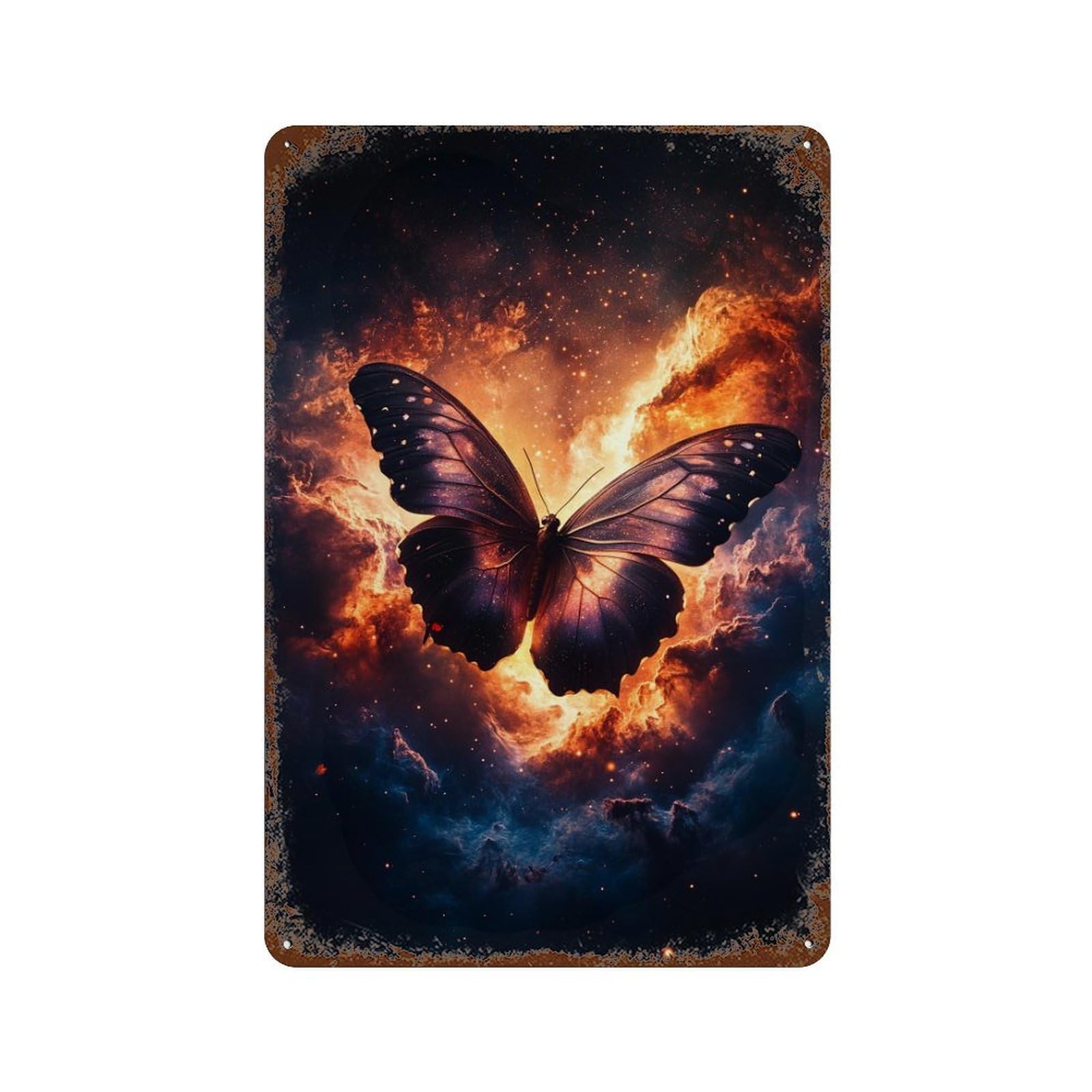 Cosmic Butterfly Wallpaper Retro Metal Sign 11.8"x7.9", for Bistro, Counter And Cafe Decor, Rustic Home Decor