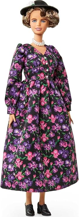 Barbie Inspiring Women Eleanor Roosevelt Doll (12-inch) Wearing Floral Dress, with Doll Stand & Certificate of Authenticity, Gift for Kids & Collectors
